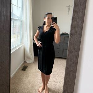 kate spade Black Midi V-Neck Cap Sleeve Dress